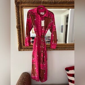 Printfresh Siberian Stripes - Monaco Dress - Neon Rose Size M